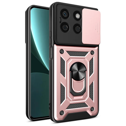 Honor X8b Sliding Camera Cover Magnetic Ring Stand Shockproof TPU + PC Protective Phone Case