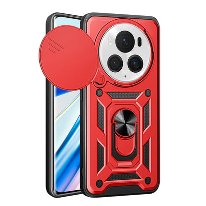 Honor Magic6 Pro Sliding Camera Cover Magnetic Ring Stand Shockproof TPU + PC Protective Phone Case