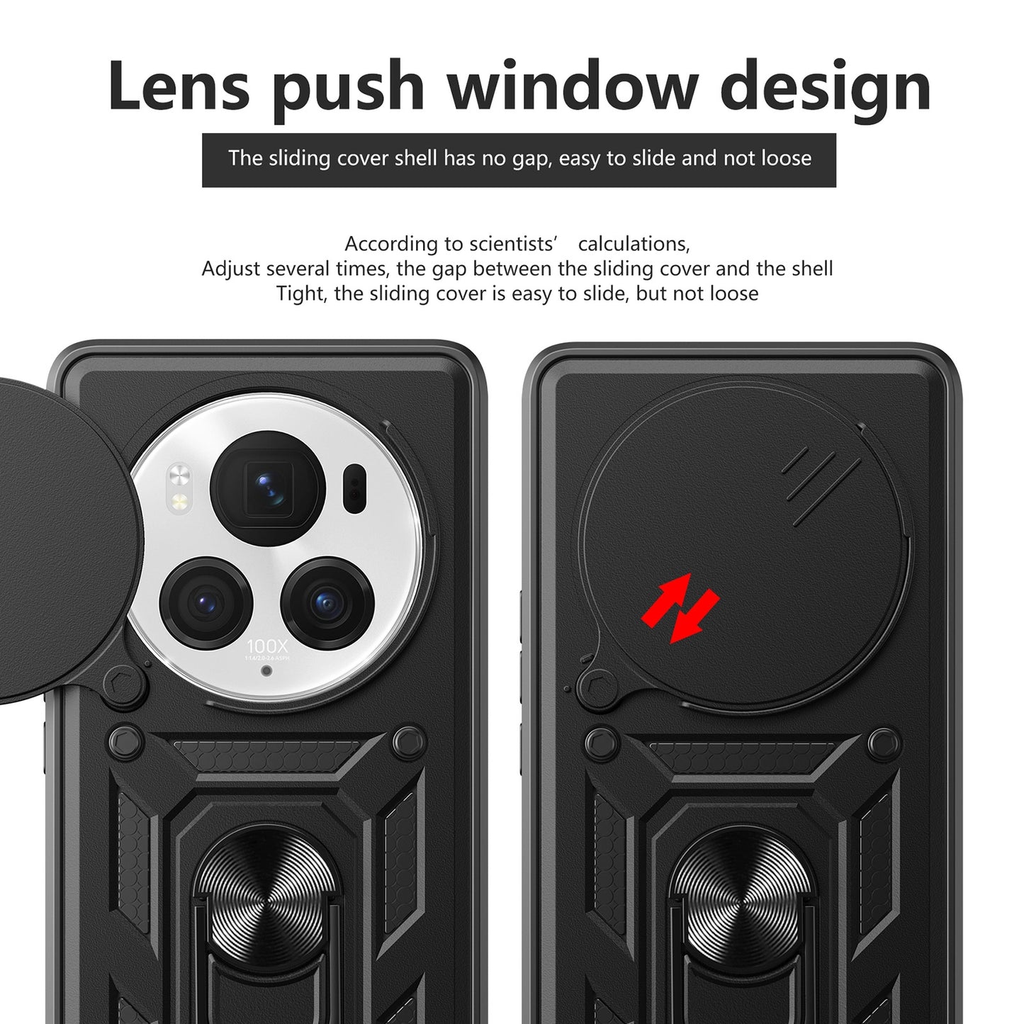 Honor Magic6 Pro Sliding Camera Cover Magnetic Ring Stand Shockproof TPU + PC Protective Phone Case