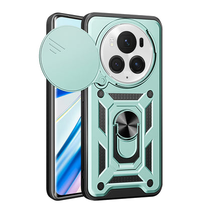 Honor Magic6 Pro Sliding Camera Cover Magnetic Ring Stand Shockproof TPU + PC Protective Phone Case
