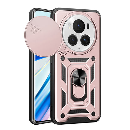Honor Magic6 Pro Sliding Camera Cover Magnetic Ring Stand Shockproof TPU + PC Protective Phone Case