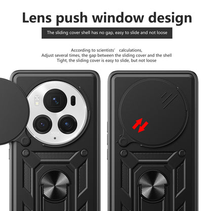 Honor Magic6 Pro Sliding Camera Cover Magnetic Ring Stand Shockproof TPU + PC Protective Phone Case