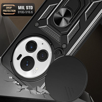 Honor Magic6 Pro Sliding Camera Cover Magnetic Ring Stand Shockproof TPU + PC Protective Phone Case