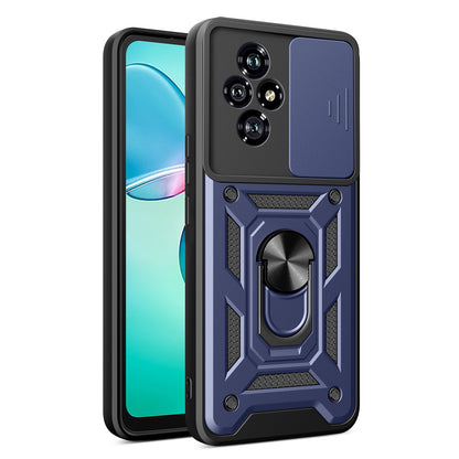 Honor 200 Sliding Camera Cover Magnetic Ring Stand Shockproof TPU + PC Protective Phone Case