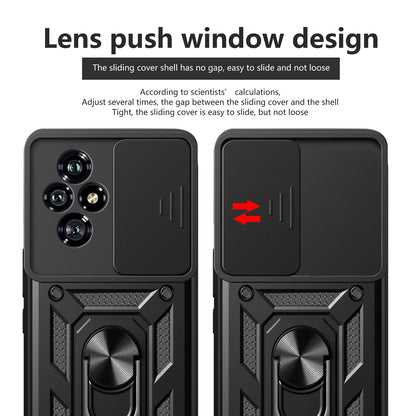 Honor 200 Sliding Camera Cover Magnetic Ring Stand Shockproof TPU + PC Protective Phone Case