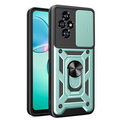 Honor 200 Sliding Camera Cover Magnetic Ring Stand Shockproof TPU + PC Protective Phone Case