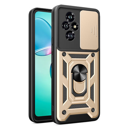 Honor 200 Sliding Camera Cover Magnetic Ring Stand Shockproof TPU + PC Protective Phone Case