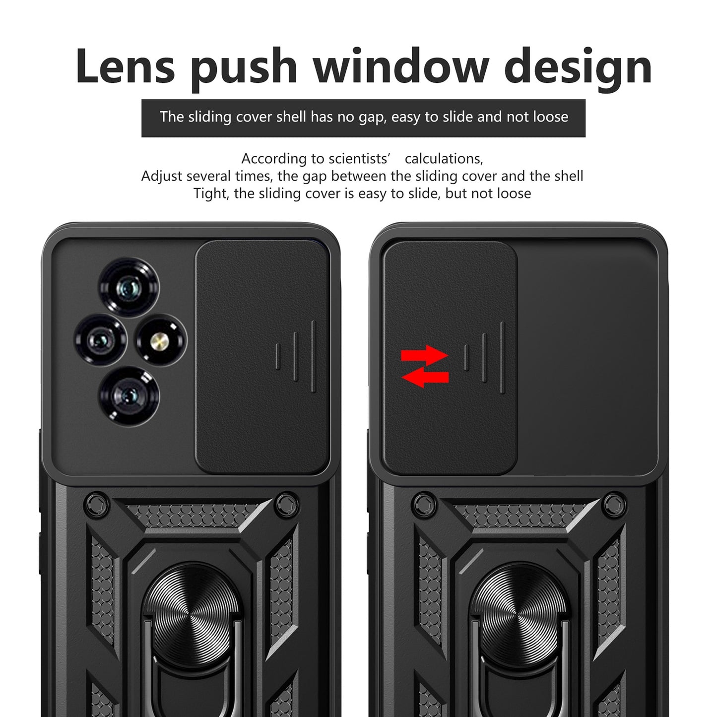 Honor 200 Sliding Camera Cover Magnetic Ring Stand Shockproof TPU + PC Protective Phone Case