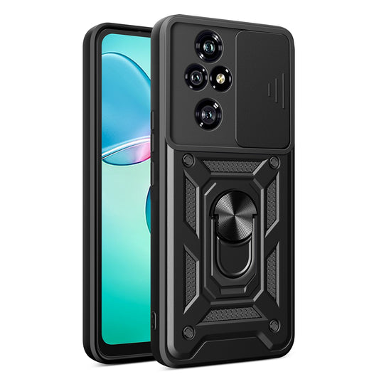 Honor 200 Pro Sliding Camera Cover Magnetic Ring Stand Shockproof TPU + PC Protective Phone Case