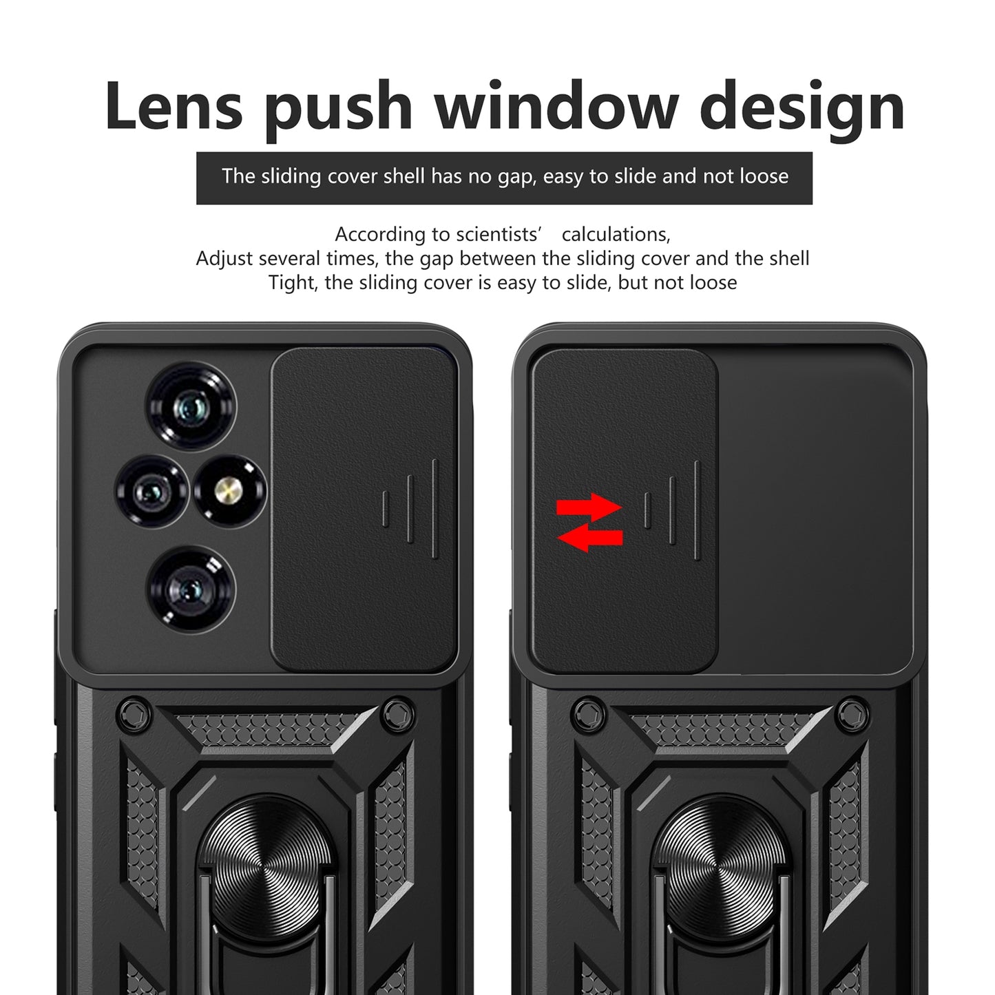 Honor 200 Pro Sliding Camera Cover Magnetic Ring Stand Shockproof TPU + PC Protective Phone Case
