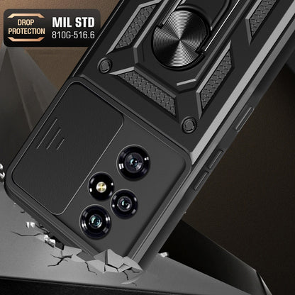 Honor 200 Pro Sliding Camera Cover Magnetic Ring Stand Shockproof TPU + PC Protective Phone Case