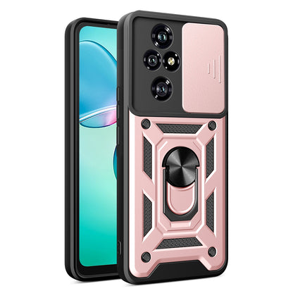 Honor 200 Pro Sliding Camera Cover Magnetic Ring Stand Shockproof TPU + PC Protective Phone Case