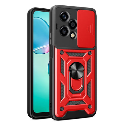 Honor 200 Lite Sliding Camera Cover Magnetic Ring Stand Shockproof TPU + PC Protective Phone Case