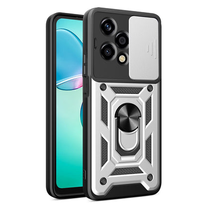 Honor 200 Lite Sliding Camera Cover Magnetic Ring Stand Shockproof TPU + PC Protective Phone Case