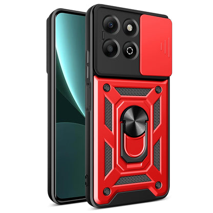 Honor X6b 4G Sliding Camera Cover Magnetic Ring Stand Shockproof TPU + PC Protective Phone Case