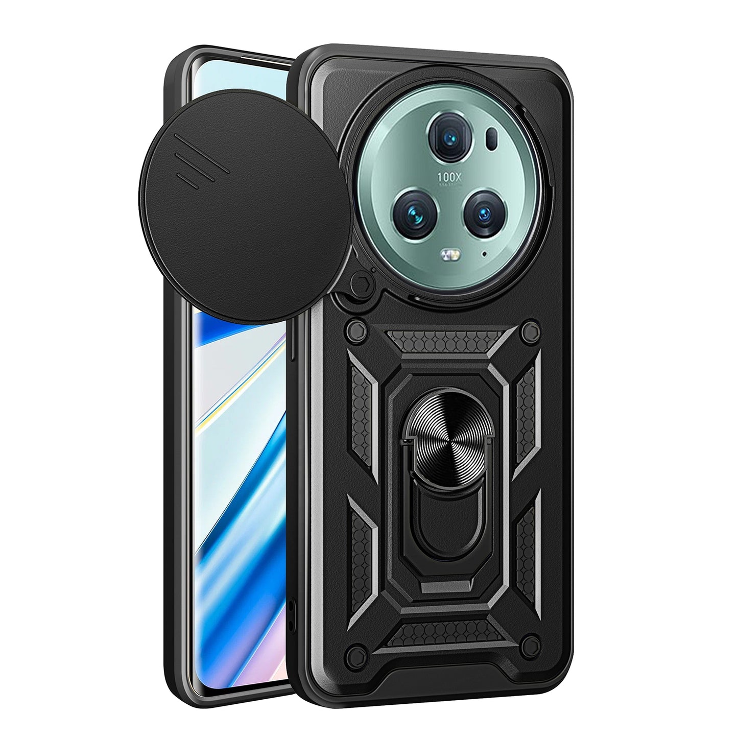 Honor Magic5 Pro Sliding Camera Cover Magnetic Ring Stand Shockproof TPU + PC Protective Phone Case