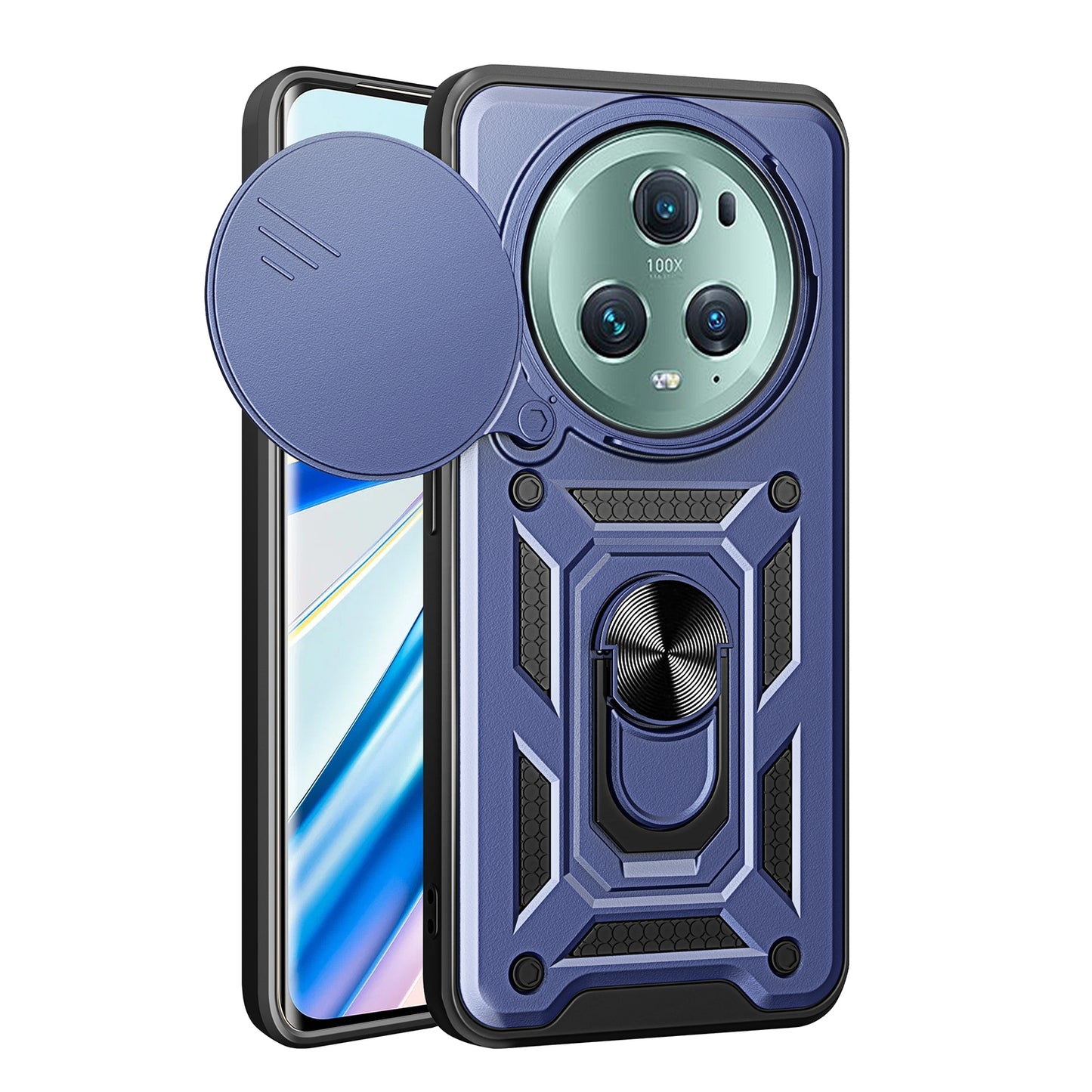 Honor Magic5 Pro Sliding Camera Cover Magnetic Ring Stand Shockproof TPU + PC Protective Phone Case
