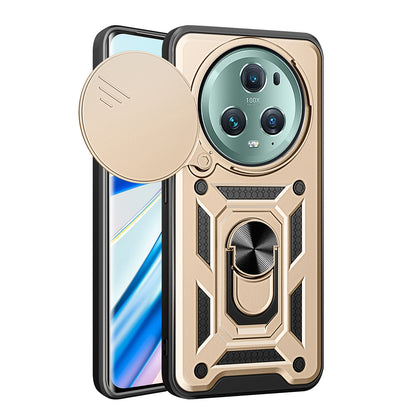 Honor Magic5 Pro Sliding Camera Cover Magnetic Ring Stand Shockproof TPU + PC Protective Phone Case