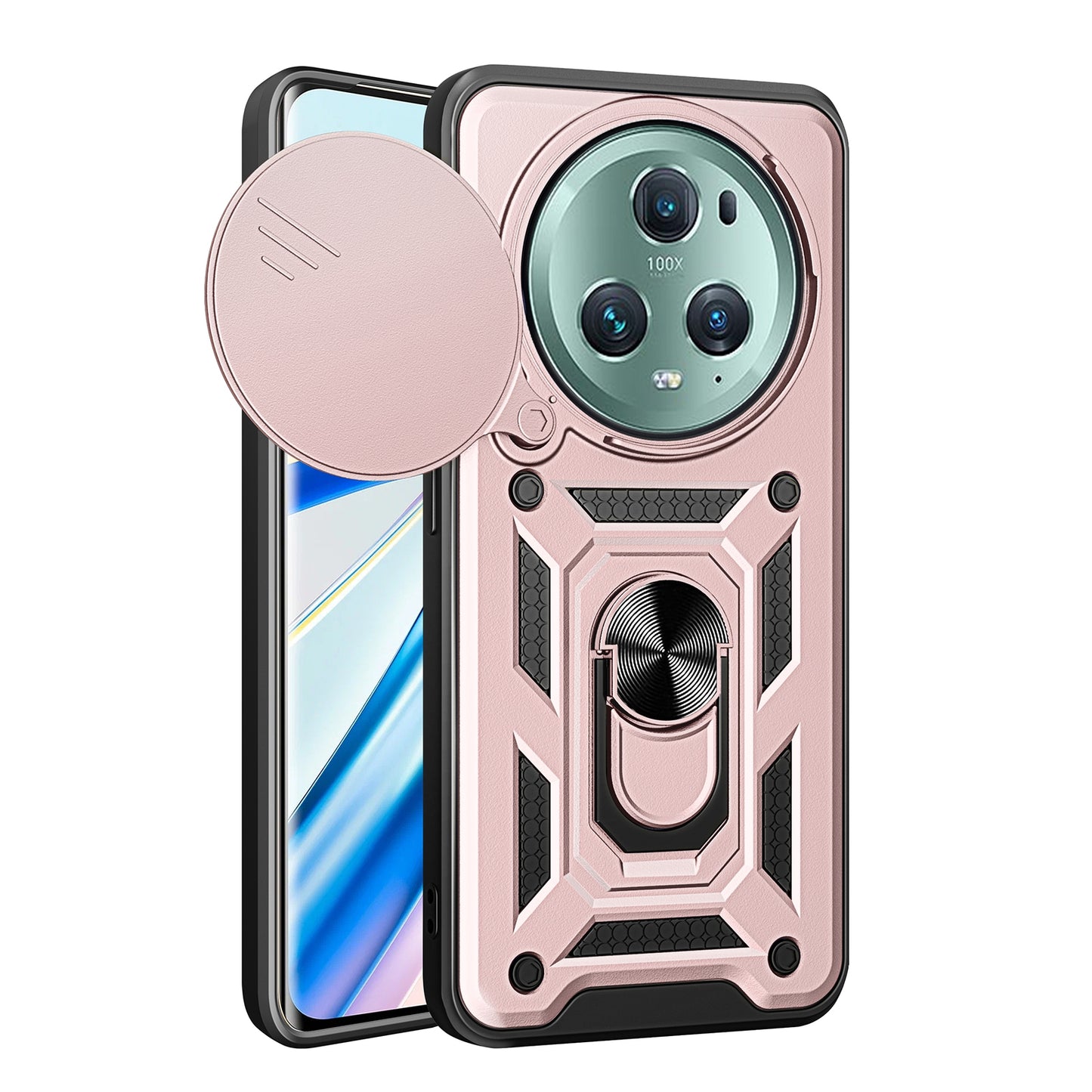 Honor Magic5 Pro Sliding Camera Cover Magnetic Ring Stand Shockproof TPU + PC Protective Phone Case