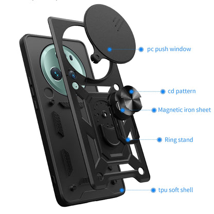 Honor Magic5 Pro Sliding Camera Cover Magnetic Ring Stand Shockproof TPU + PC Protective Phone Case