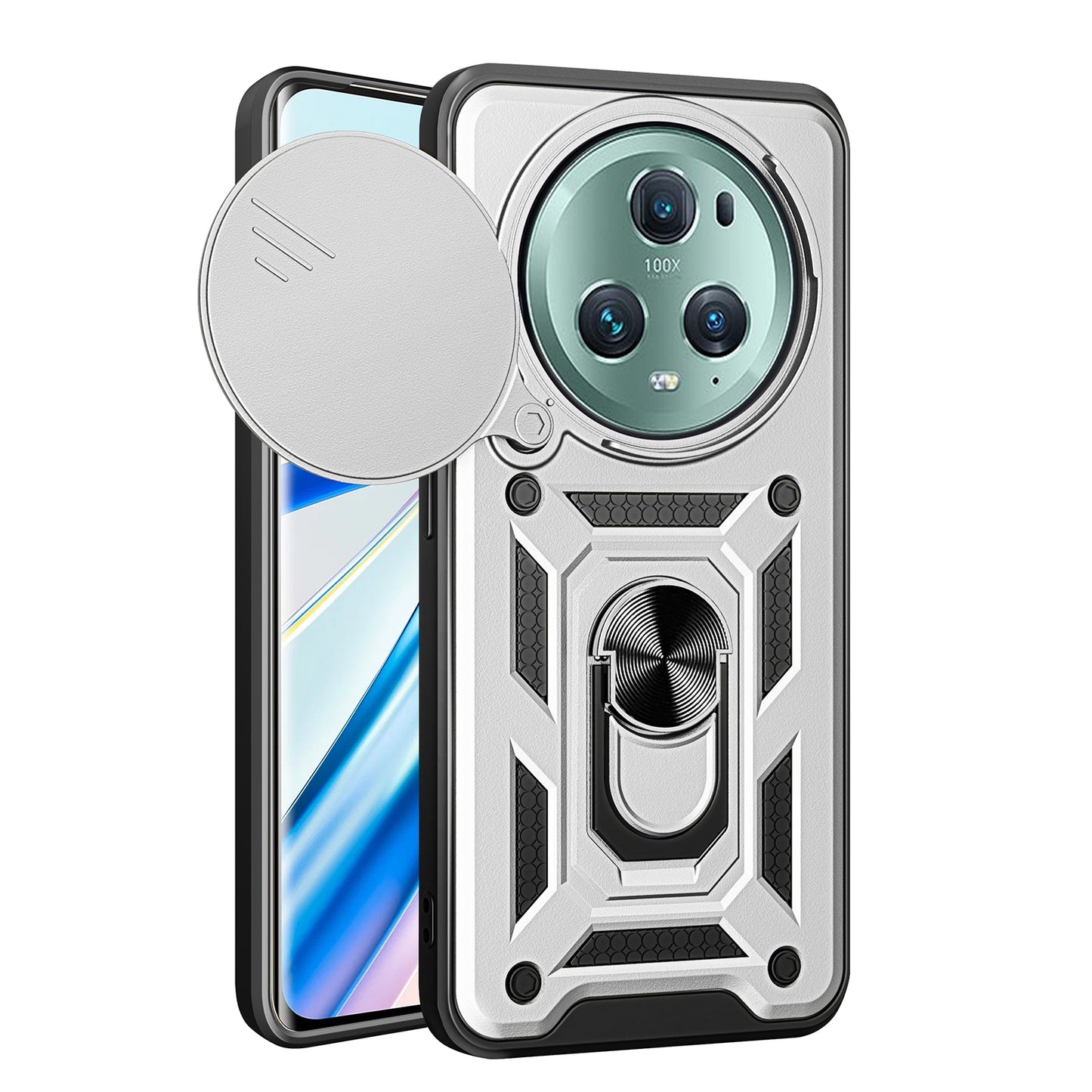Honor Magic5 Pro Sliding Camera Cover Magnetic Ring Stand Shockproof TPU + PC Protective Phone Case