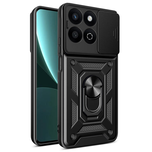 Honor 200 Smart Sliding Camera Cover Magnetic Ring Stand Shockproof TPU + PC Protective Phone Case