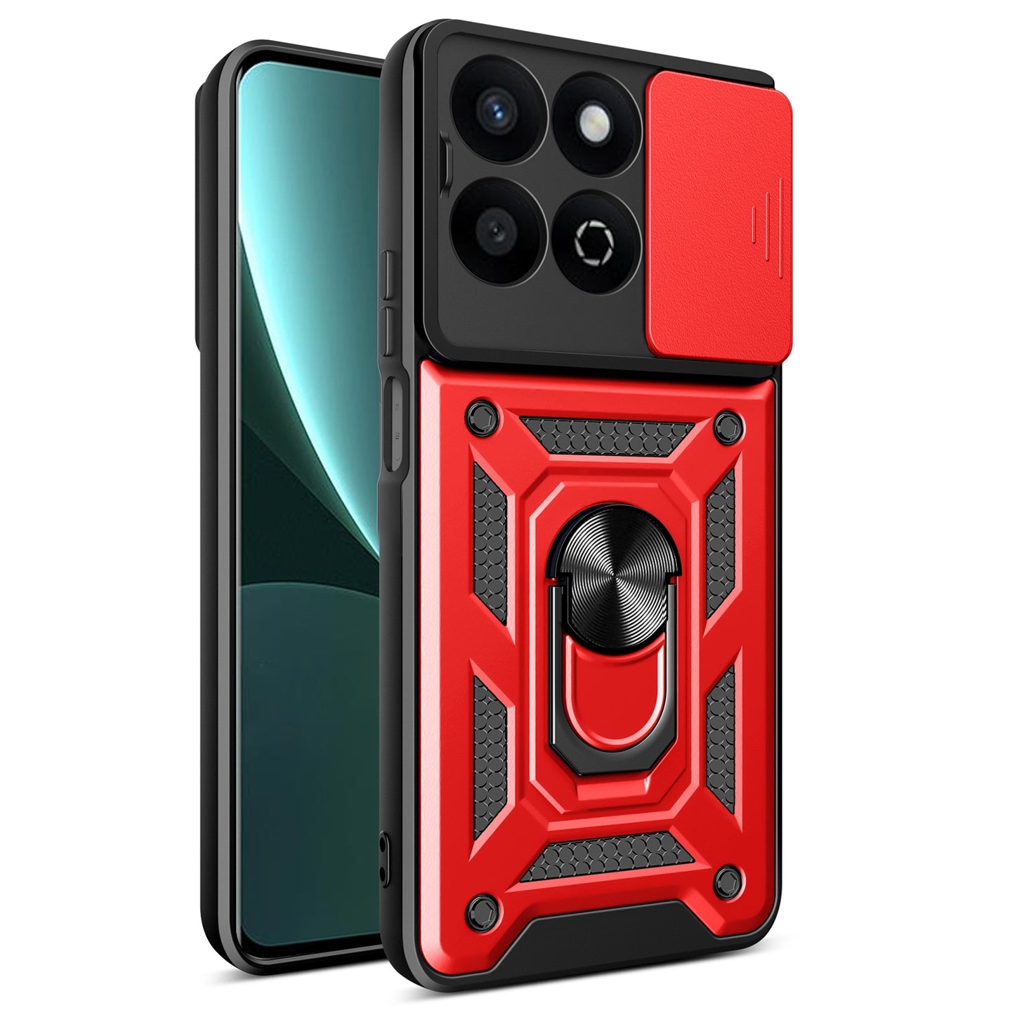 Honor 200 Smart Sliding Camera Cover Magnetic Ring Stand Shockproof TPU + PC Protective Phone Case
