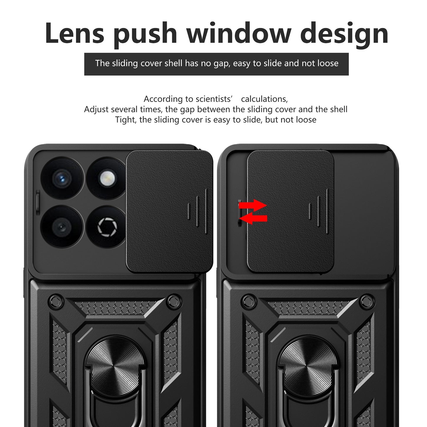 Honor 200 Smart Sliding Camera Cover Magnetic Ring Stand Shockproof TPU + PC Protective Phone Case