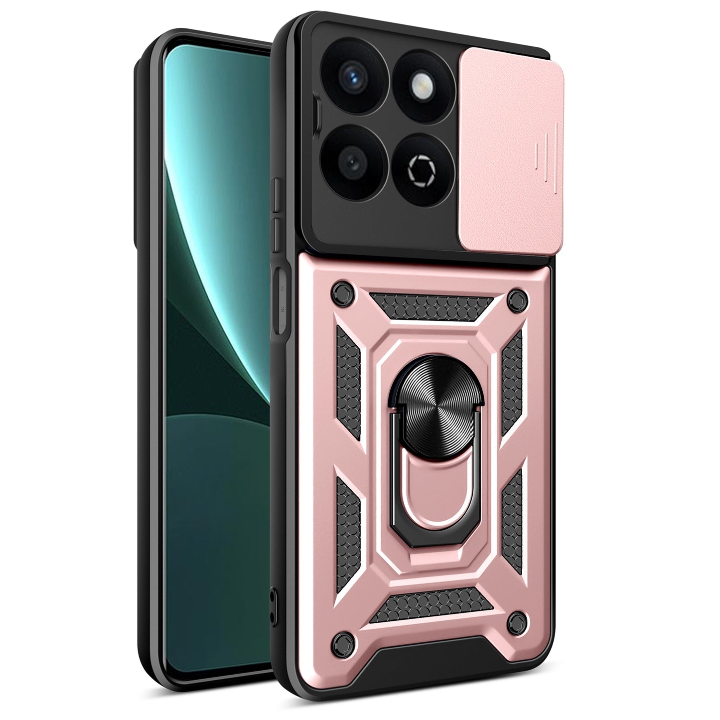Honor 200 Smart Sliding Camera Cover Magnetic Ring Stand Shockproof TPU + PC Protective Phone Case