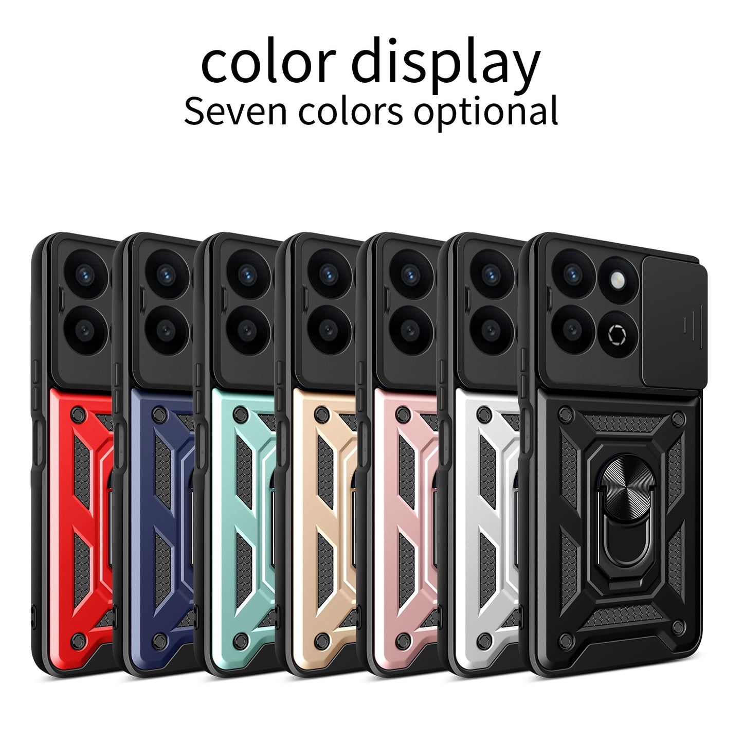 Honor 200 Smart Sliding Camera Cover Magnetic Ring Stand Shockproof TPU + PC Protective Phone Case