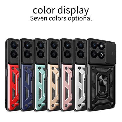 Honor 200 Smart Sliding Camera Cover Magnetic Ring Stand Shockproof TPU + PC Protective Phone Case