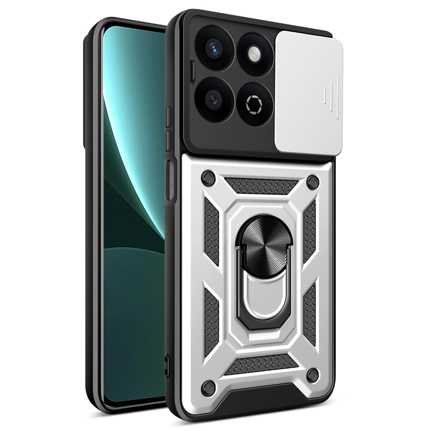 Honor 200 Smart Sliding Camera Cover Magnetic Ring Stand Shockproof TPU + PC Protective Phone Case