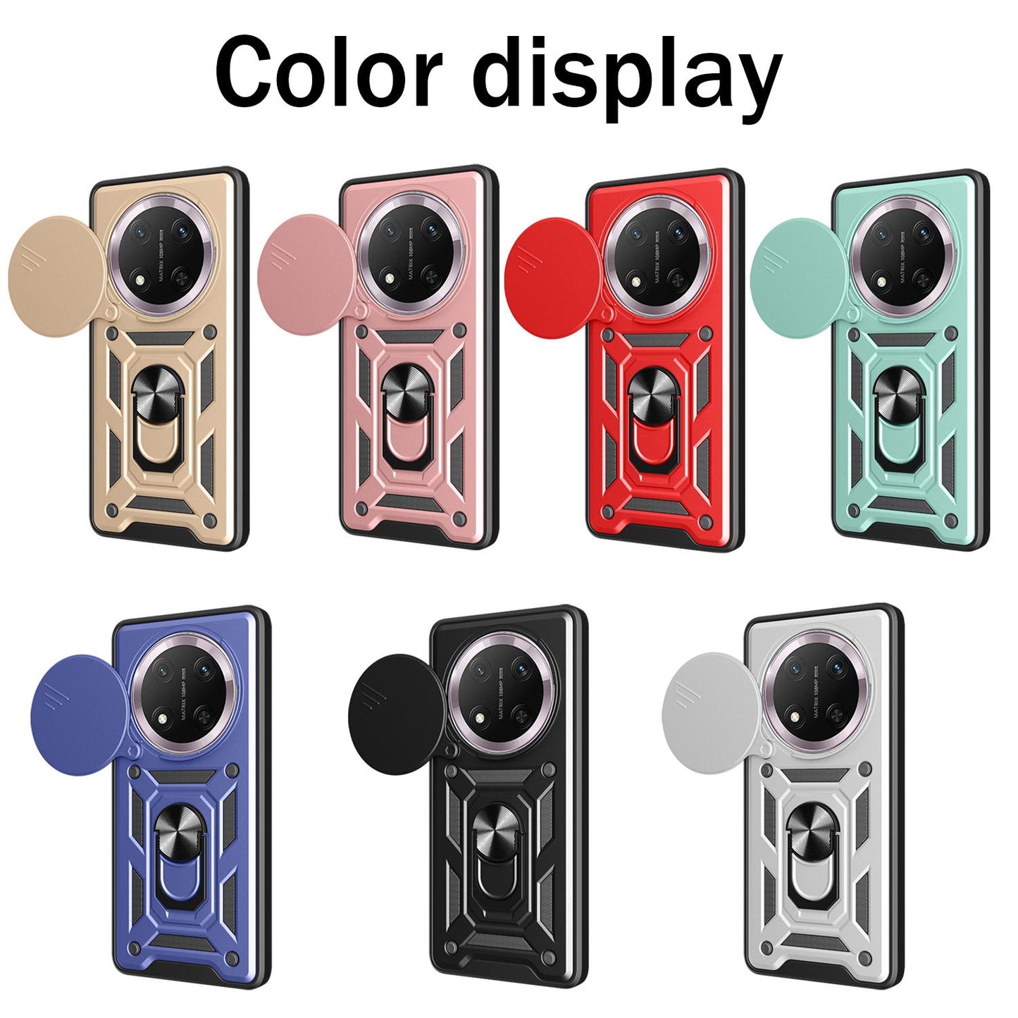 Honor X60 Pro Sliding Camera Cover Magnetic Ring Stand Shockproof TPU + PC Protective Phone Case