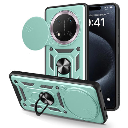Honor X9c Sliding Camera Cover Magnetic Ring Stand Shockproof TPU + PC Protective Phone Case