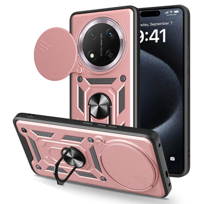 Honor X9c Sliding Camera Cover Magnetic Ring Stand Shockproof TPU + PC Protective Phone Case