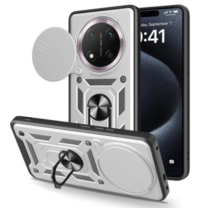 Honor X60 Pro Sliding Camera Cover Magnetic Ring Stand Shockproof TPU + PC Protective Phone Case