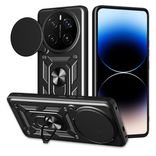 Honor Magic7 Pro Sliding Camera Cover Magnetic Ring Stand Shockproof TPU + PC Protective Phone Case