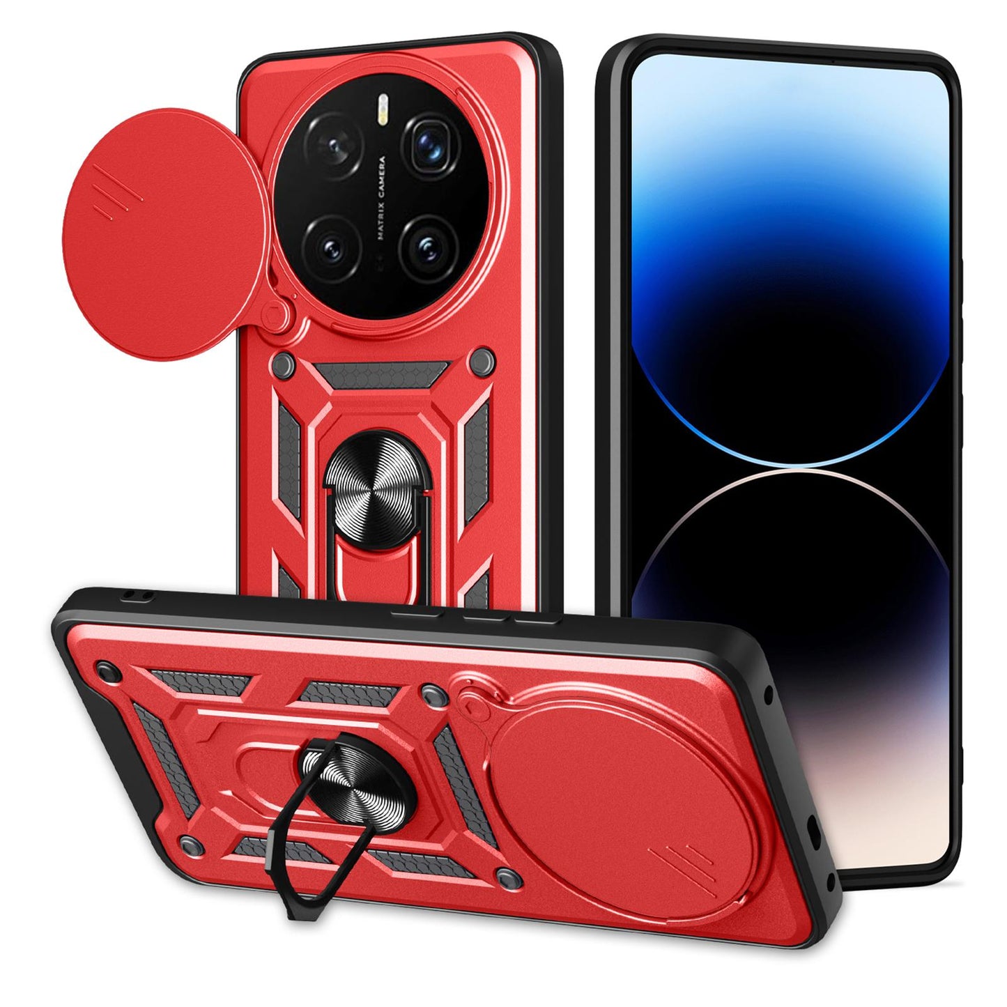 Honor Magic7 Pro Sliding Camera Cover Magnetic Ring Stand Shockproof TPU + PC Protective Phone Case