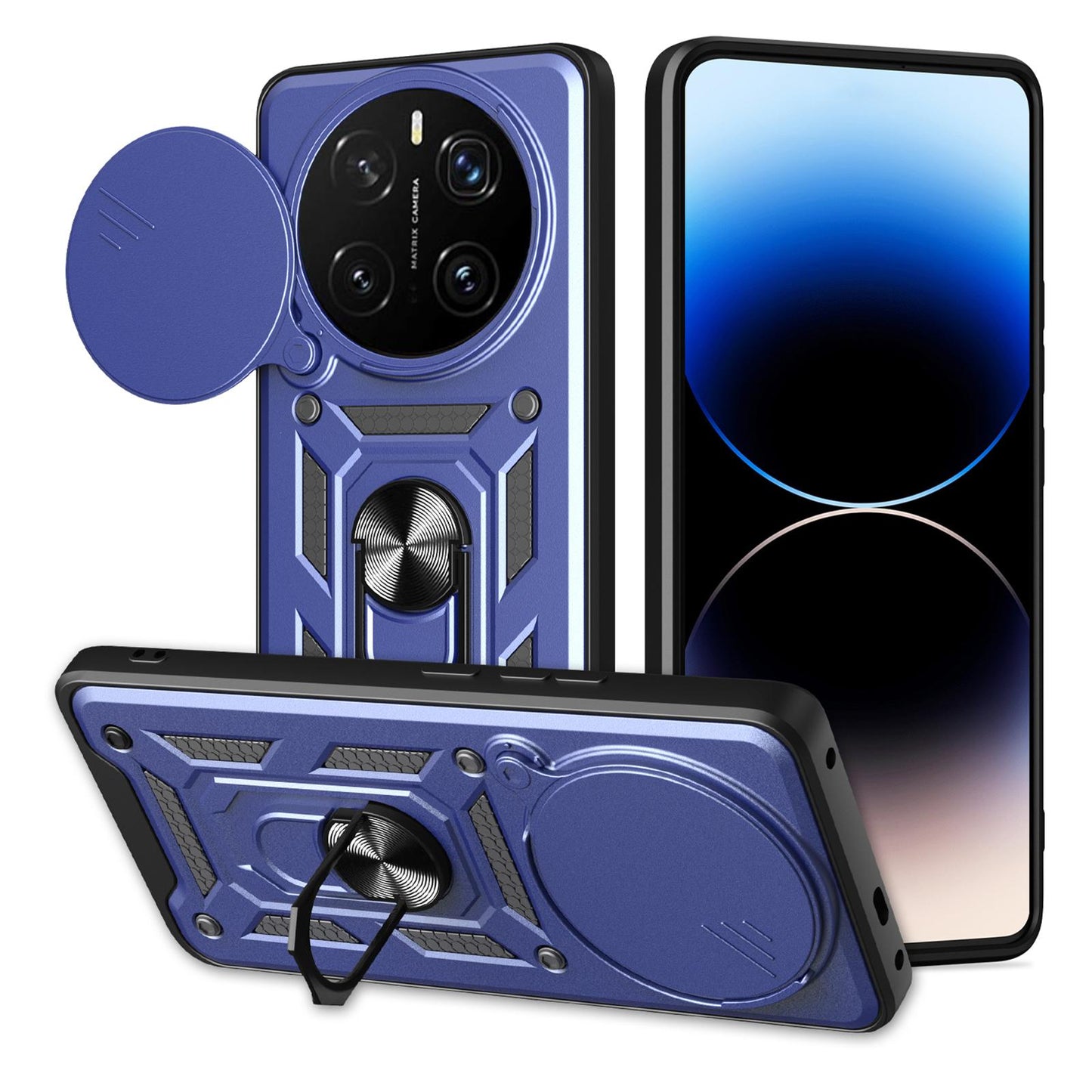 Honor Magic7 Pro Sliding Camera Cover Magnetic Ring Stand Shockproof TPU + PC Protective Phone Case