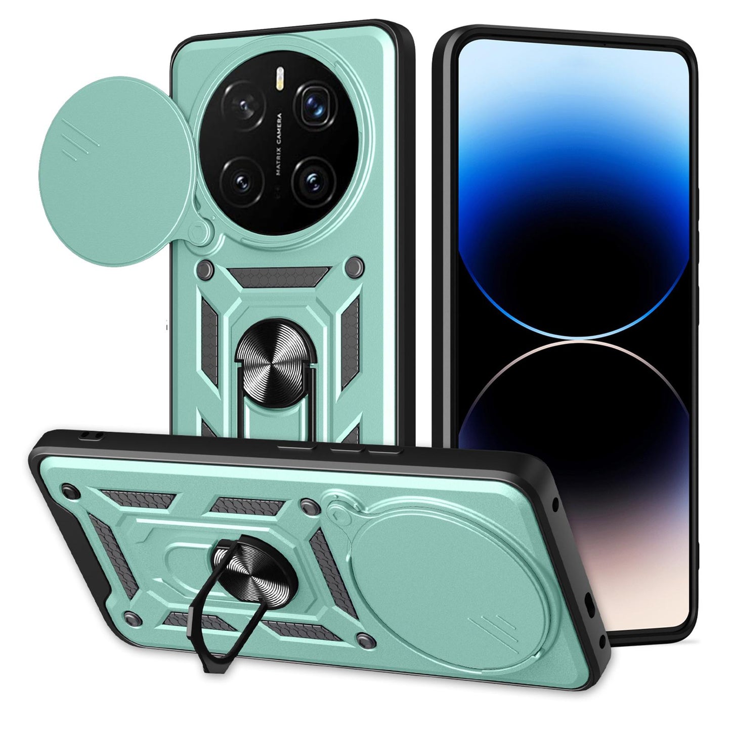 Honor Magic7 Pro Sliding Camera Cover Magnetic Ring Stand Shockproof TPU + PC Protective Phone Case
