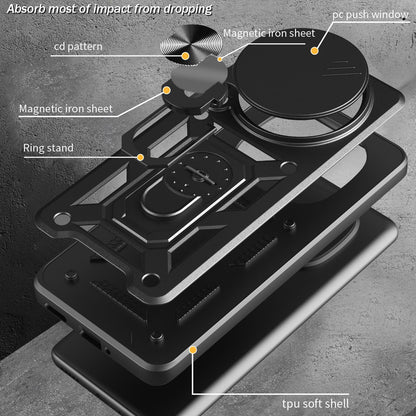 Honor Magic7 Pro Sliding Camera Cover Magnetic Ring Stand Shockproof TPU + PC Protective Phone Case