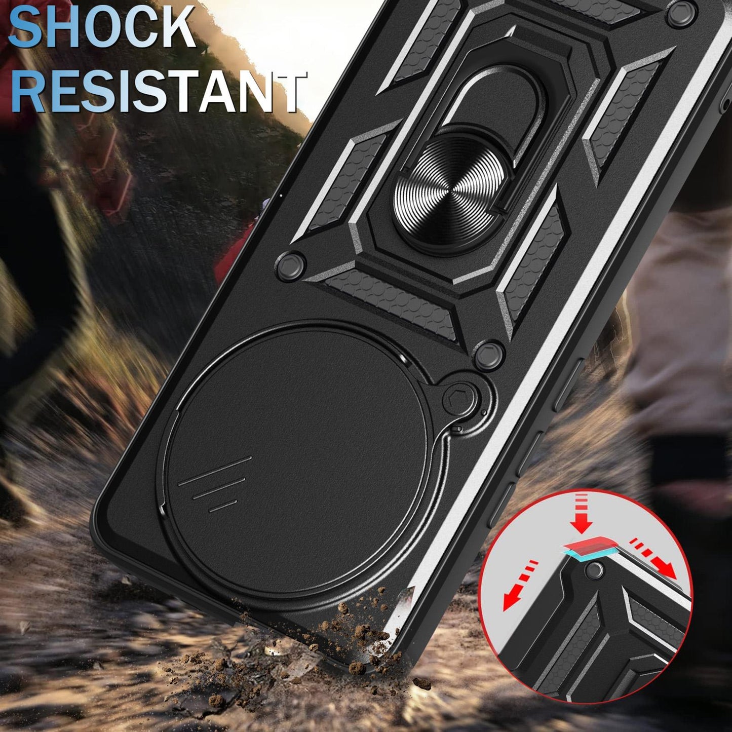 Honor Magic7 Pro Sliding Camera Cover Magnetic Ring Stand Shockproof TPU + PC Protective Phone Case