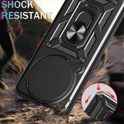 Honor Magic7 Pro Sliding Camera Cover Magnetic Ring Stand Shockproof TPU + PC Protective Phone Case