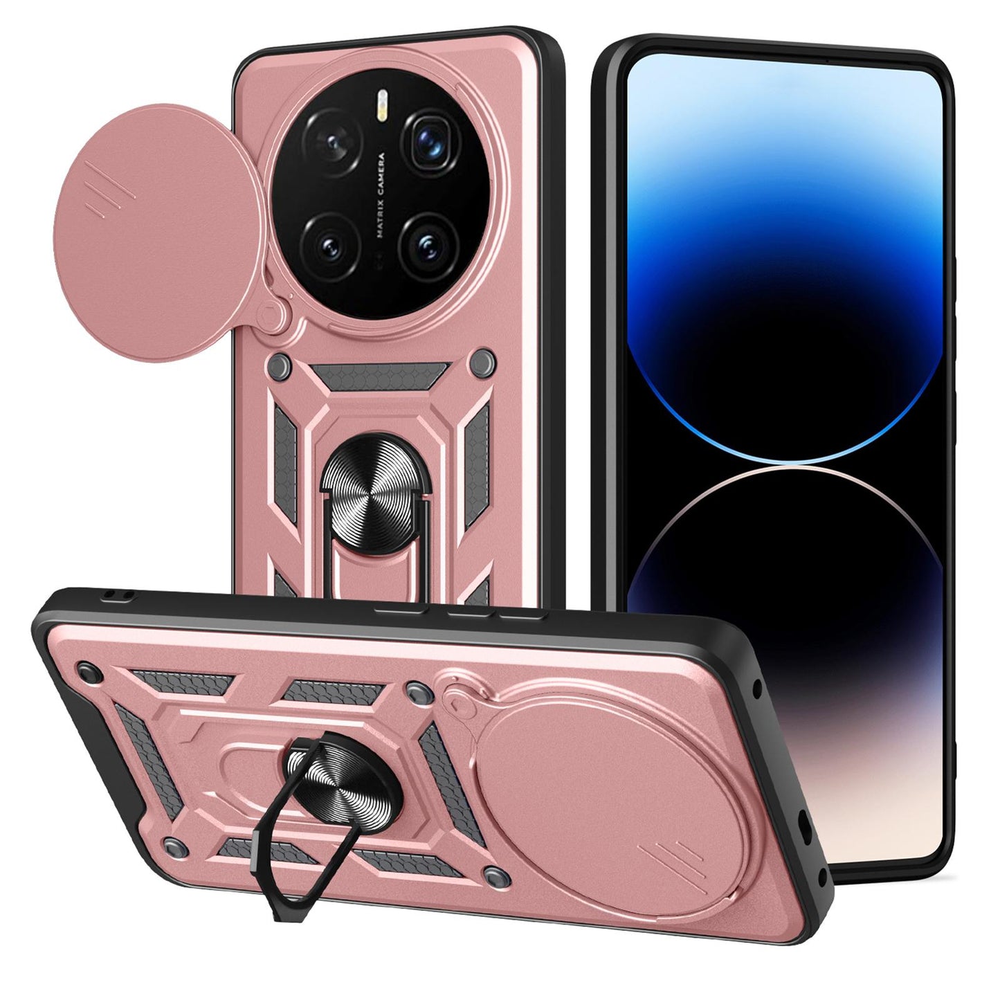 Honor Magic7 Pro Sliding Camera Cover Magnetic Ring Stand Shockproof TPU + PC Protective Phone Case