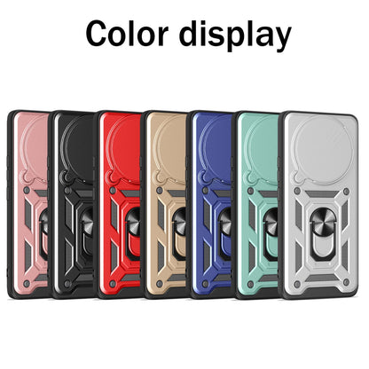 Honor Magic7 Pro Sliding Camera Cover Magnetic Ring Stand Shockproof TPU + PC Protective Phone Case