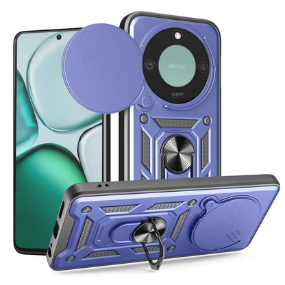 Honor X9c Smart Sliding Camera Cover Magnetic Ring Stand Shockproof TPU + PC Protective Phone Case
