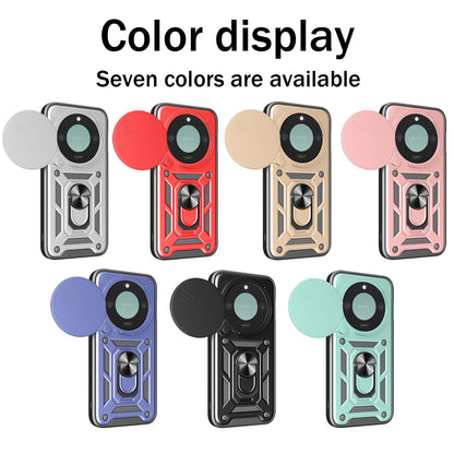 Honor X9c Smart Sliding Camera Cover Magnetic Ring Stand Shockproof TPU + PC Protective Phone Case