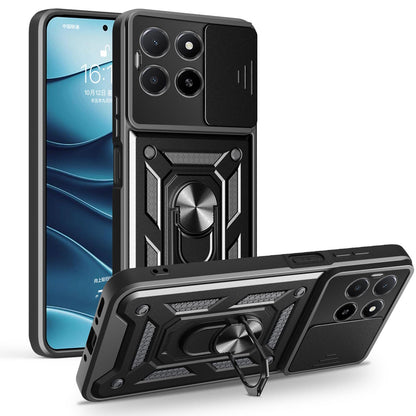 Honor X5b Plus Sliding Camera Cover Magnetic Ring Stand Shockproof TPU + PC Protective Phone Case