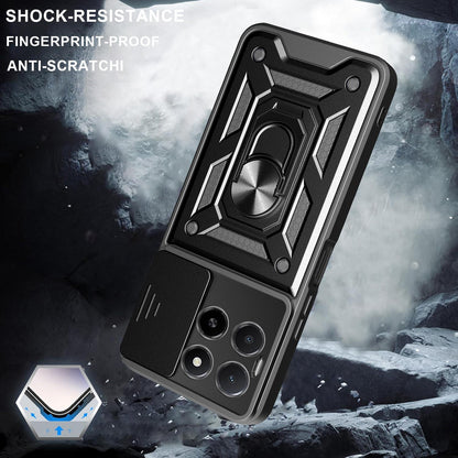 Honor X5b Plus Sliding Camera Cover Magnetic Ring Stand Shockproof TPU + PC Protective Phone Case