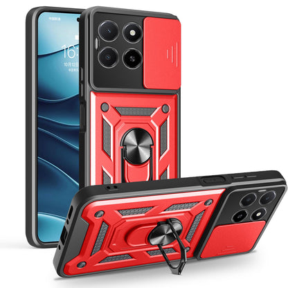 Honor X5b Plus Sliding Camera Cover Magnetic Ring Stand Shockproof TPU + PC Protective Phone Case